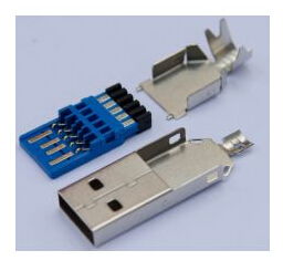 USB A公3.0焊線三件式帶線夾 9P藍膠帶外殼焊接技術(shù)與五金產(chǎn)品研發(fā)解析